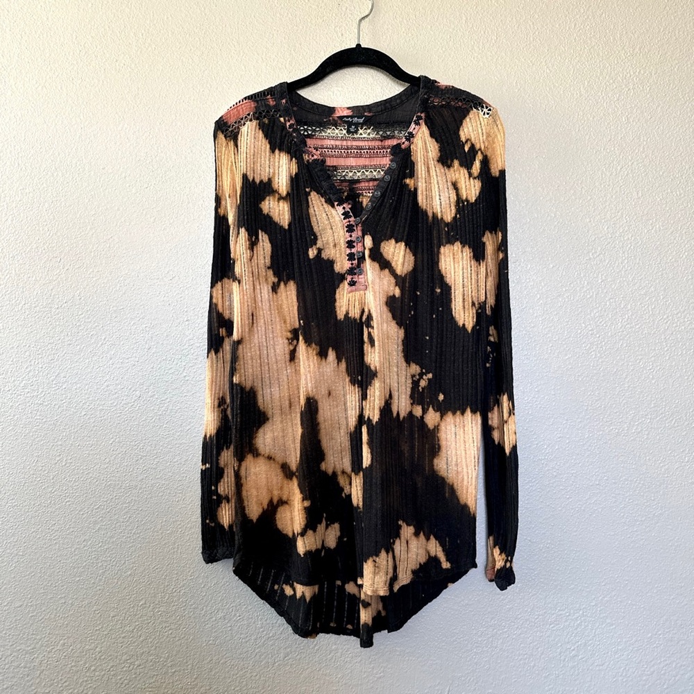 Lucky Brand Upcycled tie dye long sleeve knit tunic top - M